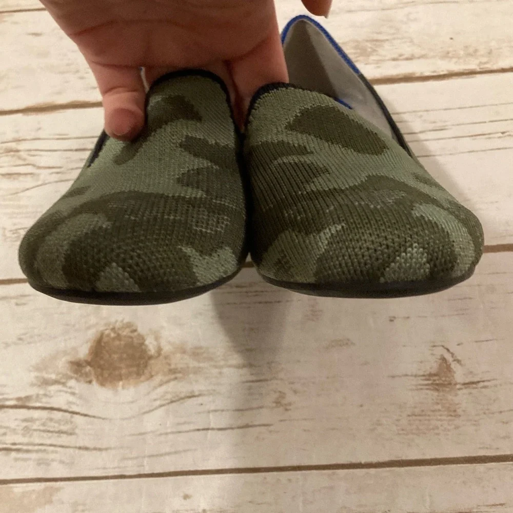 Rothy’s Olive and Shake Green Camo Loafers Size 7.5